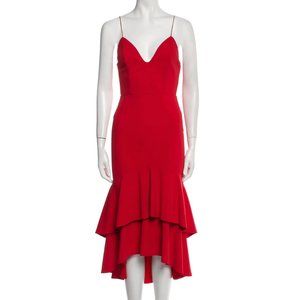 ALICE + OLIVIA Red V-Neck Long Dress